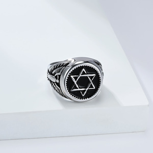 <b>Men's</b> Stainless Steel Six Pointed Star Eagle Head <b>Ring</b> Retro Punk Jewelry Gift <b>For</b> <b>Men</b> - Product Image 4