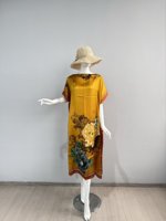 Robes maxi décontractées pour femmes, style ethnique africain, en soie, modestes, imprimées, en polyester, respirantes et légères