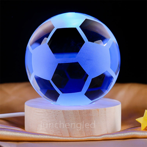 Bedroom Bedside Table Tabletop Decoration <strong>Galactic</strong> Night Light Birthday Gift 3D <strong>Football</strong> Engraved Laser Crystal Ball Night Light - Product Image 6