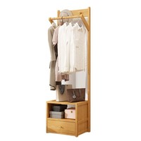 Porte-vêtements en bambou avec tiroir de rangement, étagère multifonctionnelle sur pied, organisateur de vêtements au design moderne, mobilier de maison