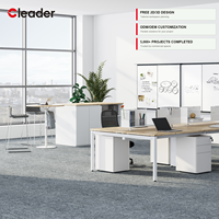 Poste de travail moderne pour 4 personnes, avec pieds en acier tubulaire, bureau double face avec cloison en tissu, OEM