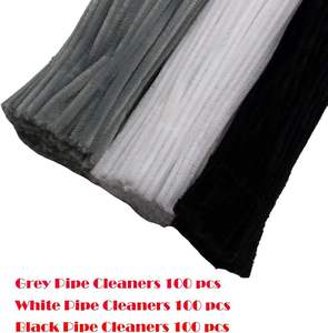 Set di 300 Pezzi di Scovolini in Ciniglia Spessa e Morbida, 3 Colori Assortiti (Nero, Bianco, Grigio) - Materiali per Artigianato e Fai da Te, Forniture Natalizie - Product Image 3