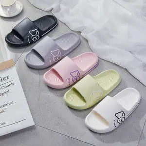 Lindo oso almohada cómoda pareja goma plana ambiental suave sensación Eva deslizadores hombres y mujeres zapatillas de interior