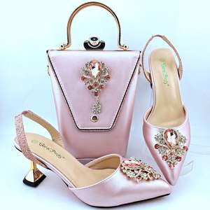 Conjunto de zapatos y bolsos italianos a la moda para mujer, zapatos de fiesta nigerianos y bolsos a juego para boda, bombas de fiesta africanas con monedero - Product Image 3