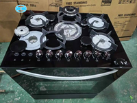 Four à gaz vertical à cinq brûleurs D 76 * 60 avec four intégré et four électrique multifonctionnel pour usage domestique