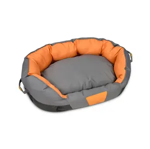 2024 Factory Modern New Design Anti Anxiety Eco-friendly Fabric Luxury Washable Orange Round Dog Sofa Bed For Large Dogs