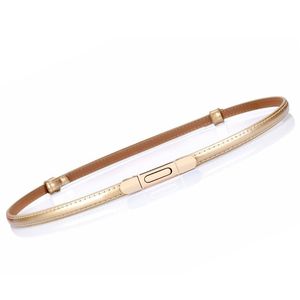 Cinturón ajustado de <span class=keywords><strong>charol</strong></span> para mujer, cinturón ajustable de cintura delgada con cierre de cuero genuino con hebilla dorada para vestido de 24-40 pulgadas - Product Image 6