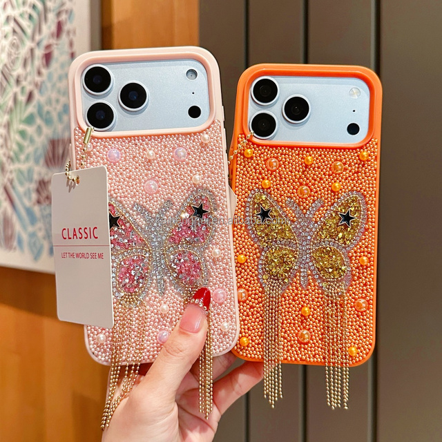 3D Butterfly Rhinestone Phone Case for samsung S26 S26+ S26u 6.Fashion Glitter Case for Girls