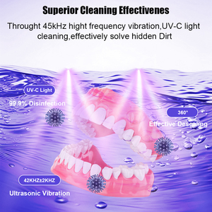 Oferta especial por tiempo limitado, función de calefacción para el hogar, máquina limpiadora ultrasónica de joyas para dentaduras, Mini limpiador ultrasónico - Product Image 6