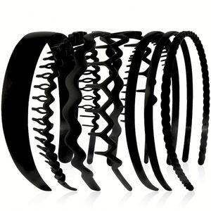 Serre-tête en tissu antidérapant à dents larges, noir, confortable, sans maux de tête, léger, en plastique, pour femmes et filles, usage quotidien - Product Image 4