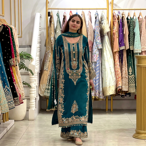 Conjunto indio-pakistaní bordado Salwar Kameez Nazrana para bodas y festivales. - Product Image 1
