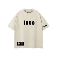 T-shirt personnalisé pour homme en coton 100% de haute qualité, 280 g/m², coupe ample, imprimé DTG, effet délavé à l'acide, taille plus