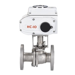 Vanne à boisseau sphérique électrique HC-IO DN25 à DN125 en acier inoxydable à bride pour le contrôle de l'eau industrielle - Product Image 2