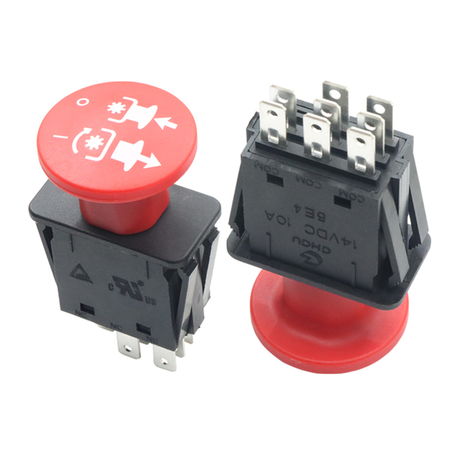 Metal Emergency Stop Push Button Switch with Mounting Hole for Lawnmowers and Industrial Control Applications 14VDC 10A
