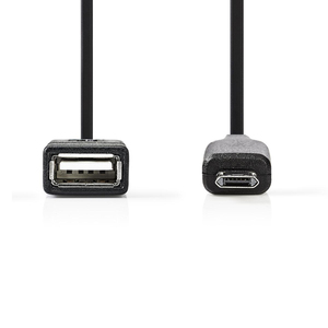 <b>Usb</b> 2.0 <b>Cable</b> <b>Micro</b> B Male To A Female 0.2 M Black - Product Image 2