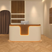 Nouveau design avec peinture haute brillance LED, comptoir de réception, caisse enregistreuse, comptoir pour salon de beauté, salon de coiffure, hôtel, restaurant