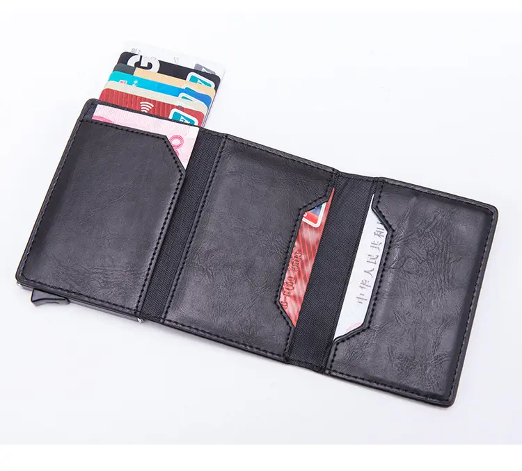 אישית לוגו וסיטוני אשראי כרטיס מקרה מתכת אלומיניום ארנקים עם RFID הגנה צצים כרטיס תיבת עבור גברים