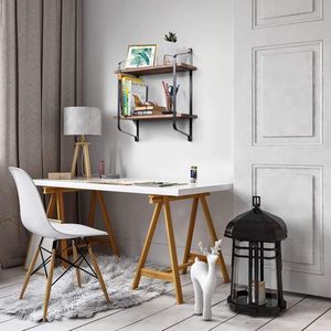 Passing On The Kingdom Ironwood <b>Shelf</b> <b>Wall</b> <b>Mounted</b> Double Layer Storage Rack Industrial Office Organizer Rectangle - Product Image 1
