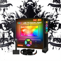 Bande lumineuse LED RGBIC pour téléviseur intelligent de 55 à 65 pouces, 12 V, contrôle par application, bande lumineuse LED de 16,4 pieds, synchronisation musicale, guirlandes lumineuses pour téléviseur et caméra