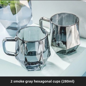 Tazza di vetro esagonale con manico resistente al calore per uso domestico per tè e caffè - Product Image 2