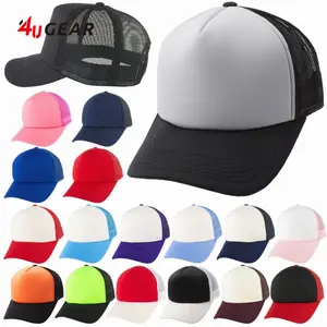最好的黑色可调男士平原帽子与网格 5 面板运行红色聚酯帽