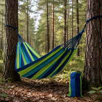 Hamac de camping portable en toile, hamac rayé pour les voyages en plein air, la plage et les pique-niques