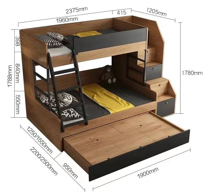 Meubles de chambre à coucher pour enfants en bois et Mdf Camas De Madera lits ensembles de chambre à coucher lits superposés pour enfants