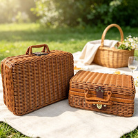 Boîte à bijoux rectangulaire personnalisée en rotin tressé, capacité 12L, design moderne et luxueux, multifonctionnelle, pliable, rangement domestique intégré