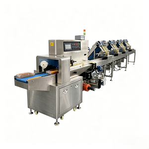 ABBA-HX60 Enrouleur de film à flux continu, Machine à emballer les coussins automatique à 3 servomoteurs, Surveillance à distance, Corps en acier inoxydable, Remplissage de bouteilles - Product Image 3