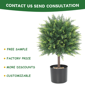 Decoraciones para el hogar Topiary Plástico Verde Ciprés Follaje Árbol Plantas <span class=keywords><strong>en</strong></span> <span class=keywords><strong>maceta</strong></span> artificiales - Product Image 3