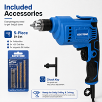 Perceuse électrique filaire 450W à vitesse variable 0-3300 tr/min avec mandrin à clé de 10 mm pour le perçage du bois et du métal