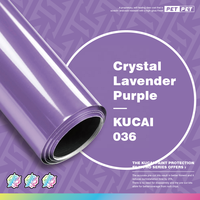 KUCAI 1.52*17m Autocollant de voiture sans bulles d'air, film vinyle PET cristal lavande violet pour voitures