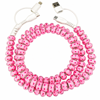 Câble de charge FASHLINK avec perles en forme de cœur rose, 4 en 1, USB Type C, multi-connecteurs, accessoire de mode romantique Y2K