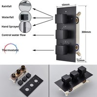 Système de douche thermostatique mural avec jet de pluie, mitigeur en laiton avec douchette et jets latéraux, vente en gros pour supermarchés