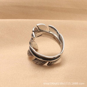 Feather <b>Ring</b> Men's Retro <b>Silver</b> Stainless Steel Animal Design Punk Style Gift Jewelry - Product Image 5