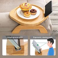 Support de téléphone rotatif à 360 ° sincère plateau de bras de canapé en bambou pliable Snack manger des Tables de boisson canapé bras Table plateau salon