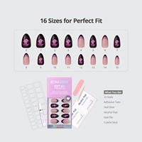 BTArtbox Halloween Gothic Faux Ongles Artificiels en Gel Souple à Presser, Motif Citrouille, Effet Œil de Chat Violet, Vente en Gros
