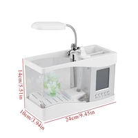 Aquarium rétro-transparent USB, Mini Aquarium de bureau, avec écran LCD lumineux et horloge, décoration de réservoir de poissons avec galets