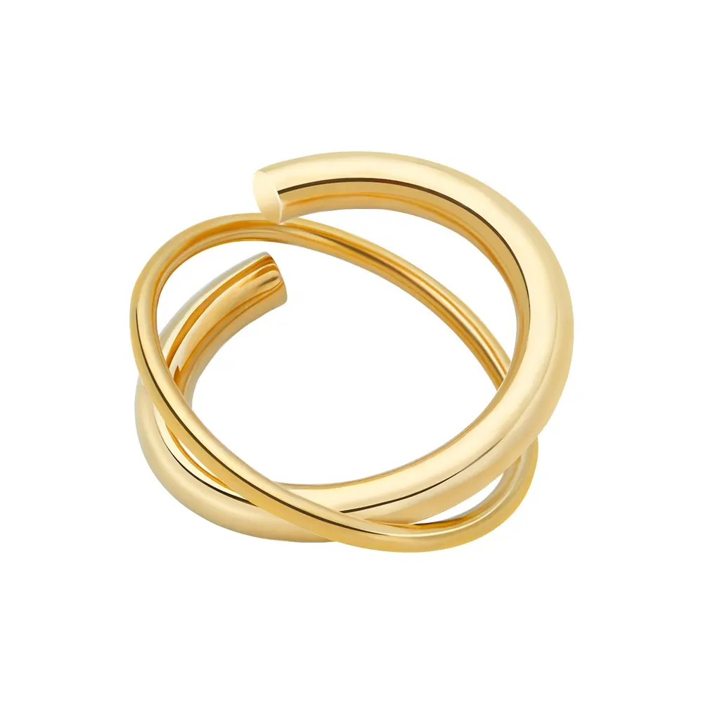 Più recente 18K oro placcato in acciaio inox gioielli geometrici a forma di bambù a forma di anello croce arte astratta stile per le donne anello R234192