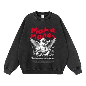 Sudadera Americana Estilo Vintage con Lavado Ácido y Estampado de Ángel Negro, Corte Holgado, Unisex, de Algodón, para Hombre - Product Image 4
