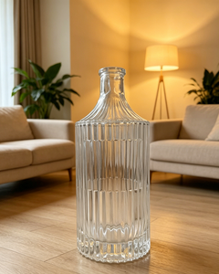 Botella de Licor de Vidrio Transparente de 500 ml con Nervaduras Verticales, Sellada con Corcho, Botella Cilíndrica Vacía para Envasar Ginebra, <span class=keywords><strong>Vodka</strong></span>, Whisky y Licores - Product Image 2
