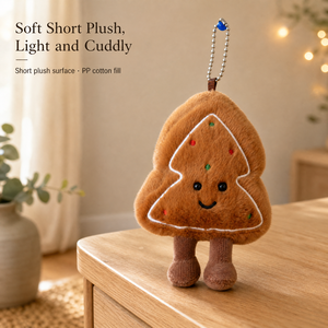Adorno Colgante de Galleta Navideña de Felpa Corta Relleno de Algodón PP con Cadena de Cuentas de Puntos de Caramelo para Decoración de Ventanas, Puertas y Bolsos, 12cm - Product Image 1
