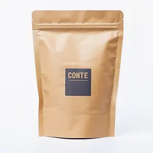 Kunden spezifisch bedruckter Großhandel 150G kompost ierbarer Kaffee beutel Degas Ventil Kraft Kaffee Verpackungs beutel 10cm x 15cm