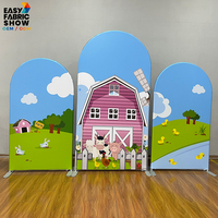 Support de toile de fond en tissu réutilisable avec housses imprimées personnalisées interchangeables pour fête d'anniversaire d'enfants