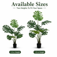 Plante artificielle en plastique HGA Monstera, 7 feuilles, faite à la main en 3D, durable, branche de feuille de tortue tropicale, 65 cm, pour la décoration de la maison et du bureau