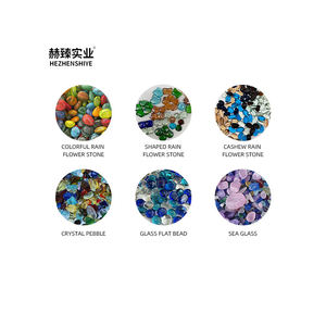 Piedras YuHua Pulimentadas, Redondas, de Colores, con Patrón de Flor de Lluvia, Cuentas de Vidrio Decorativas para Jardín y Paisajismo - Product Image 2