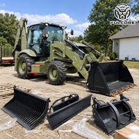 Chargeuse sur pneus diesel FULCORE 1,5 m³ à fourche rétrocaveuse, fournie directement par l'usine, avec une capacité de charge stable pour les travaux de construction et d'entretien.