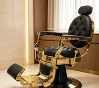 Fauteuil de Barbier Hydraulique Antique Confortable avec Revêtement Capitonnée et Inclinable – Équipement de Rasage pour Hommes – Chaise de Barbier pour Salon de Coiffure
