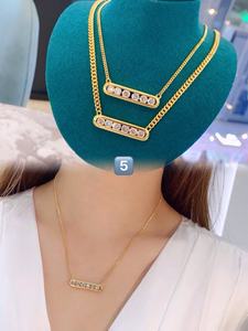 宝石项链女项链饰品14k纯金字母吊坠钻石项链 - Product Image 5