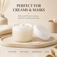 Pot cosmétique en PP 50g 100g 200g, emballage double couche pour soins de la peau, pot en plastique à large ouverture avec logo personnalisé